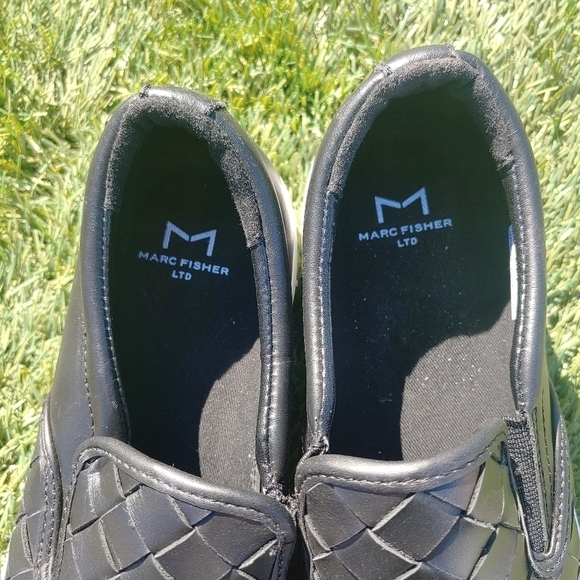 Marc Fisher Calla leather Woven Slip On Sneakers - Picture 2 of 5